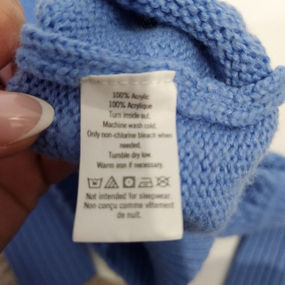 $5x25 Janie and Jack blue cable knit balloon sleeves sweater size 7 - Picture 4 of 9